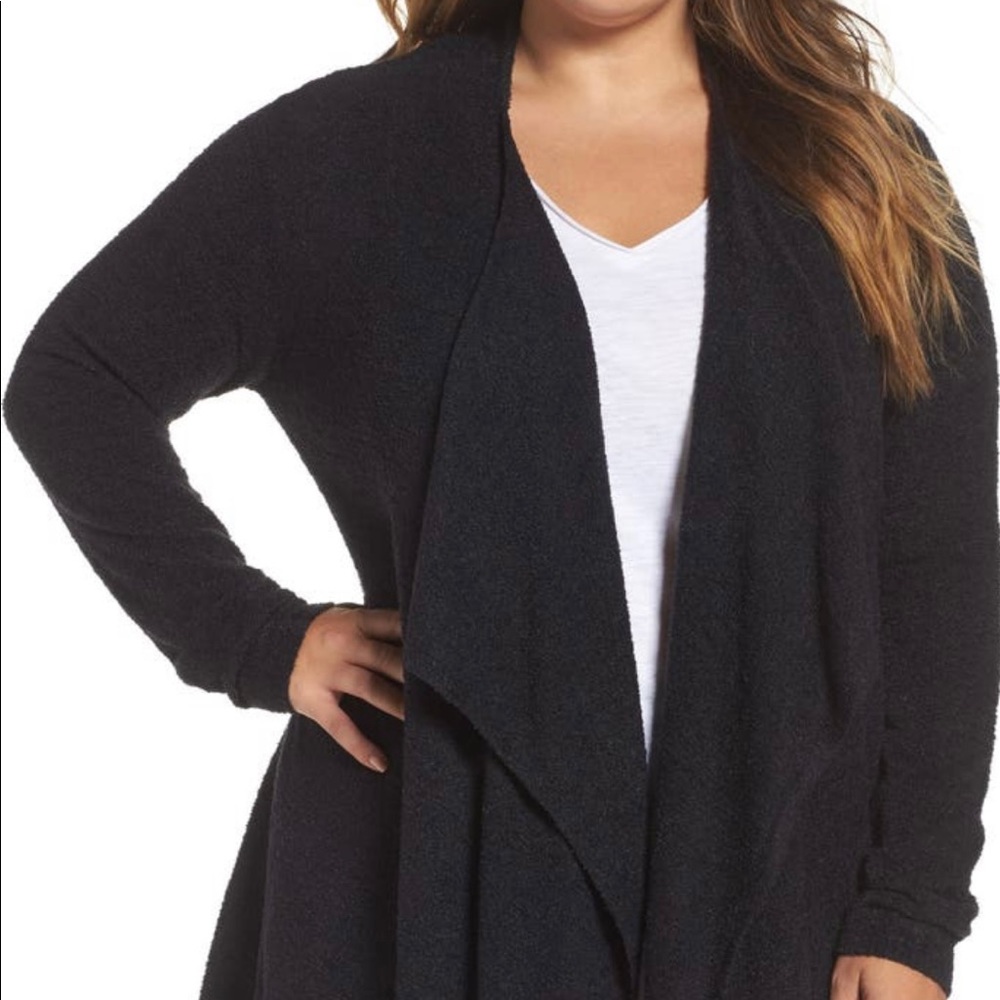 Barefoot Dream CozyChic Lite Calypso Wrap Cardigan - Black - 2X